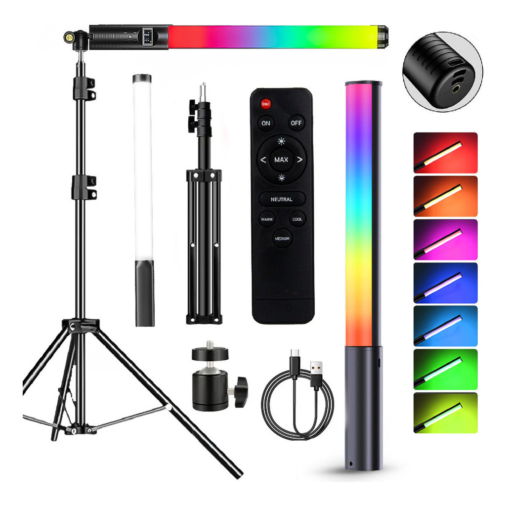 Bastão Led Rgb Profissional Tripé 2,10m Foto Vídeo