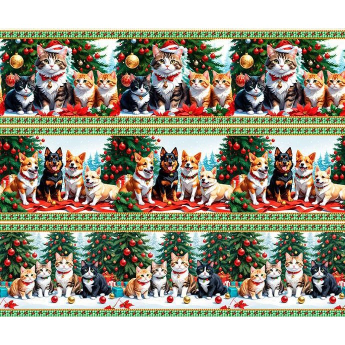 Tecido Tricoline Digital Fernando Maluhy Barrado Pet Natal 55 x 150 cm