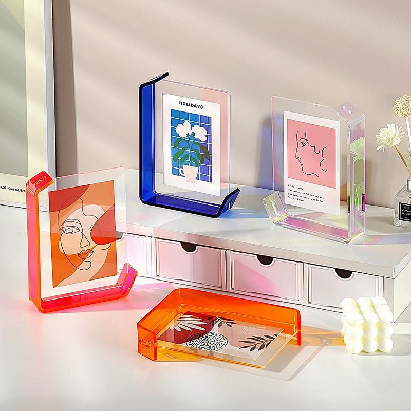 Ins estilo nórdico acrílico simples Premium em forma de L moldura de foto mesa nicho ornamentos de exibição de mesa 20cm