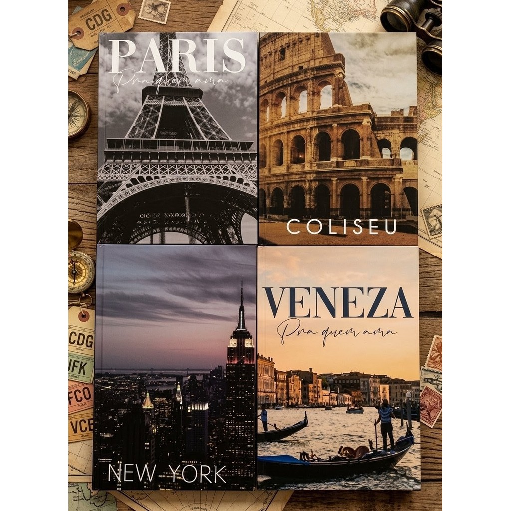 Cofre Camuflado Formato Livro Decorativos Cidades Famosas