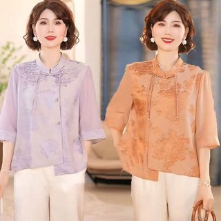 Xinya & X-2366 Novo estilo primavera verão vestido camisa de manga média novo estilo chinês abotoado Diagonal Cardigan e