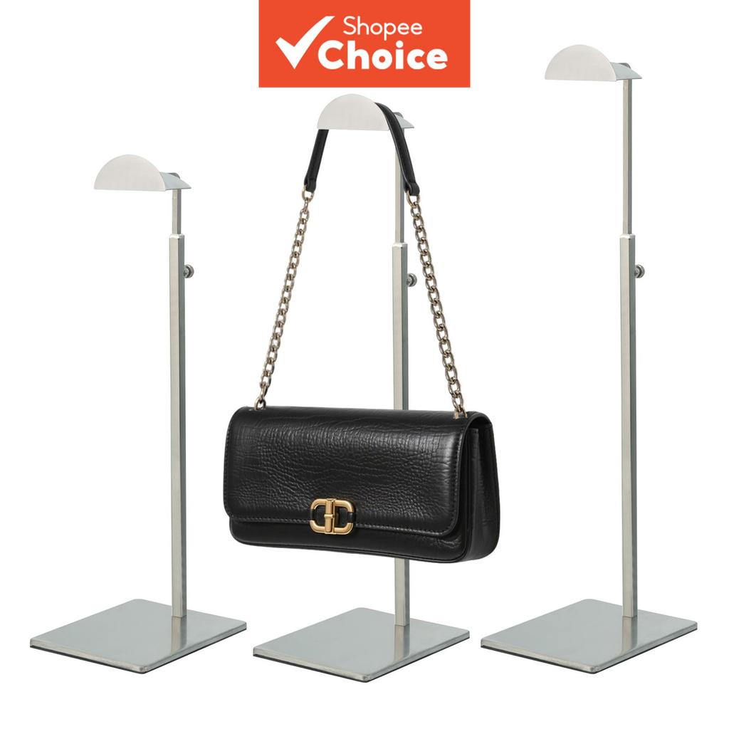Suporte de exposição de bolsas em aço inoxidável para pendurar e exibir bolsas masculinas e femininas, estrutura de
