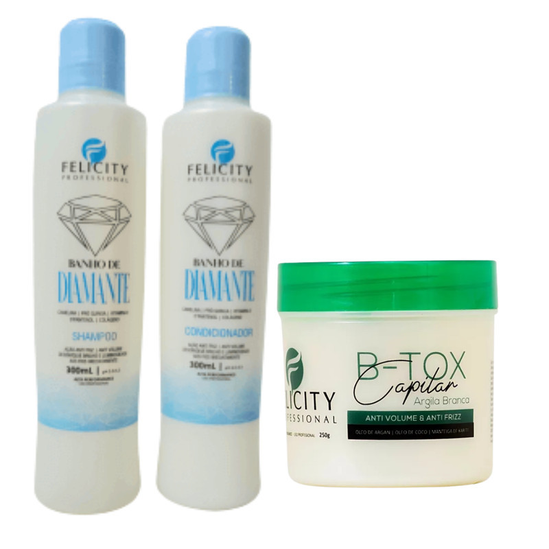 Kit Banho De Diamante Shampoo + Condiconador +Botox Felicity
