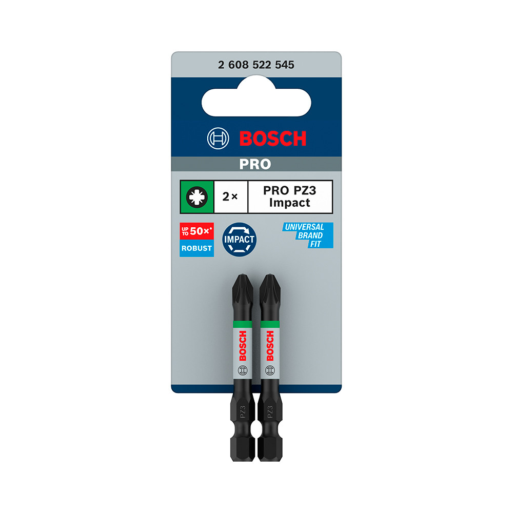 Pacote com 2 Bits Pozidrive 55mm PZ3 Pro Impact Bosch 2608522545