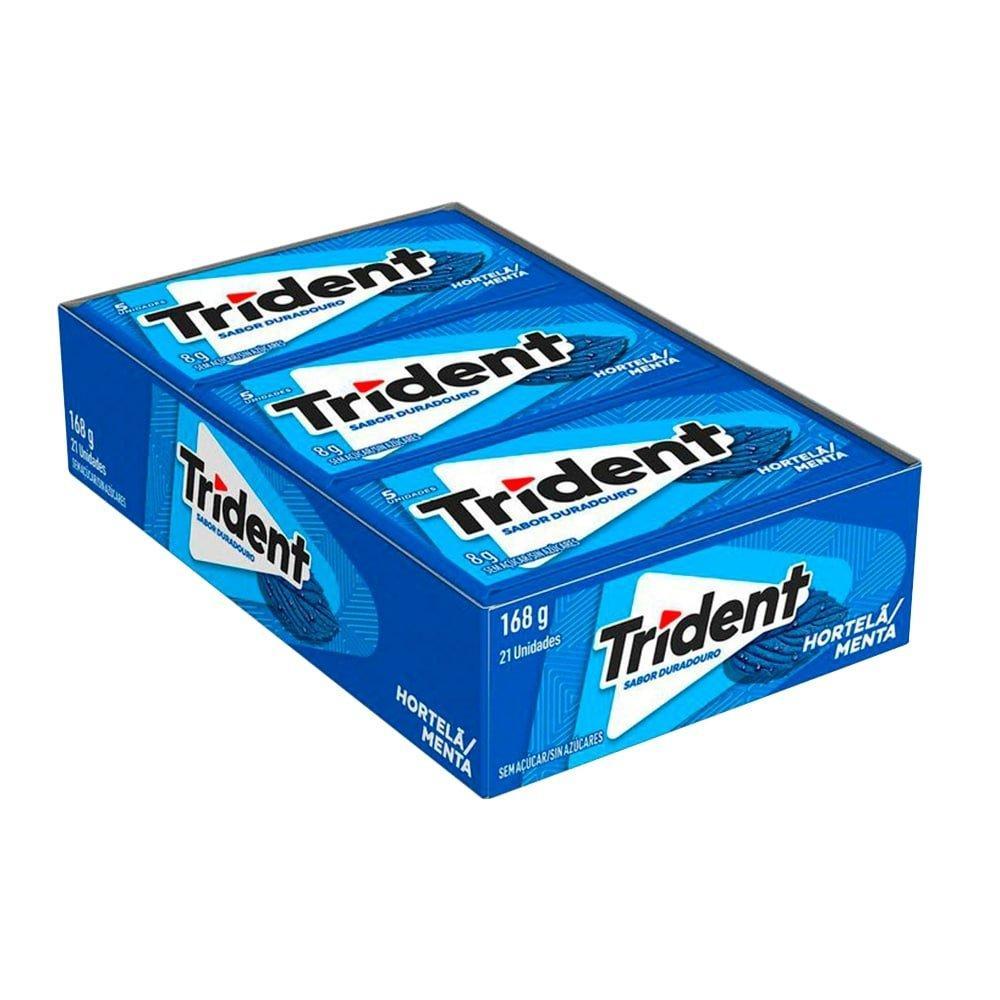 Chiclete Trident Hortelã Sem Açúcar 8g - Caixa com 21 Unidades