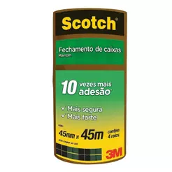 Fita Empacotamento 3M 45mmx45m Scotch Marrom - Embalagem com 4 Unidades