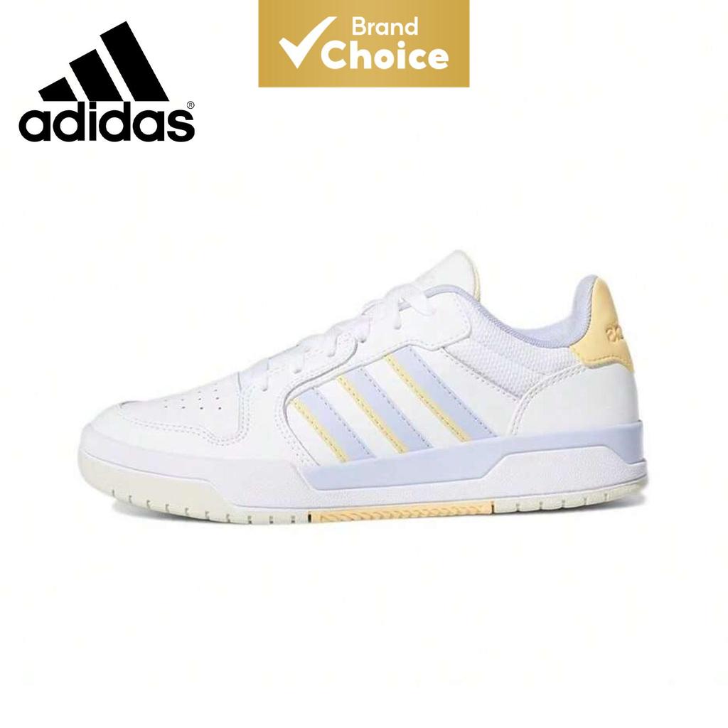 Tênis Adidas Neo Entrap Confortável Baixo para Mulheres, Branco, Amarelo, Roxo