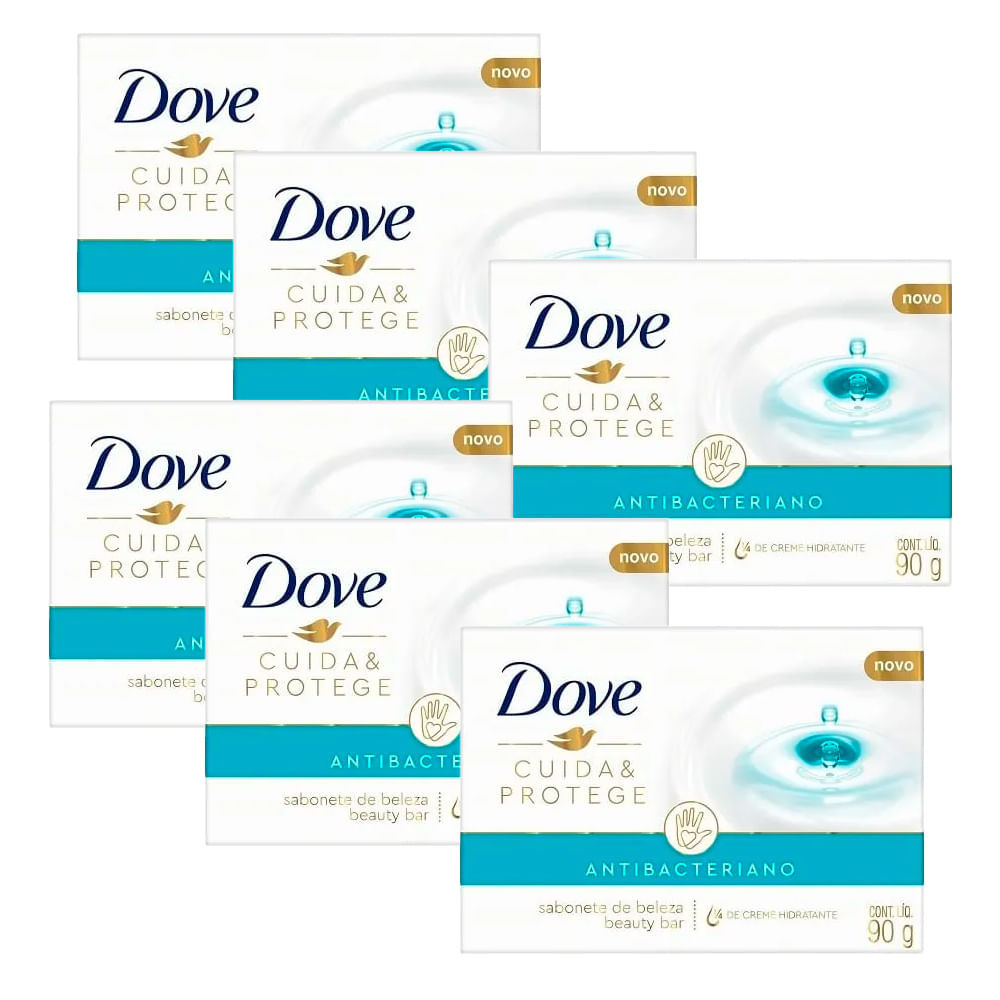 Kit Sabonete Em Barra Dove Cuida E Protege 90g - 6 Unidades