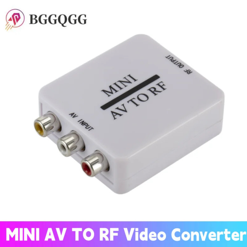 Mini Conversor Adaptador de Vídeo AV CVSB para RF, Conversor de Vídeo HD, Caixa Conversora 67.25/61.25MHz, Conversor AV