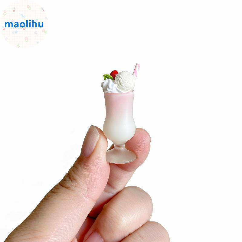 Maolihu Miniatura Casa De Bonecas Comida 1 Pçs Morango Leite Shake Sorvete Copo Pequeno Brinquedo Modelo Bebida Para Cri