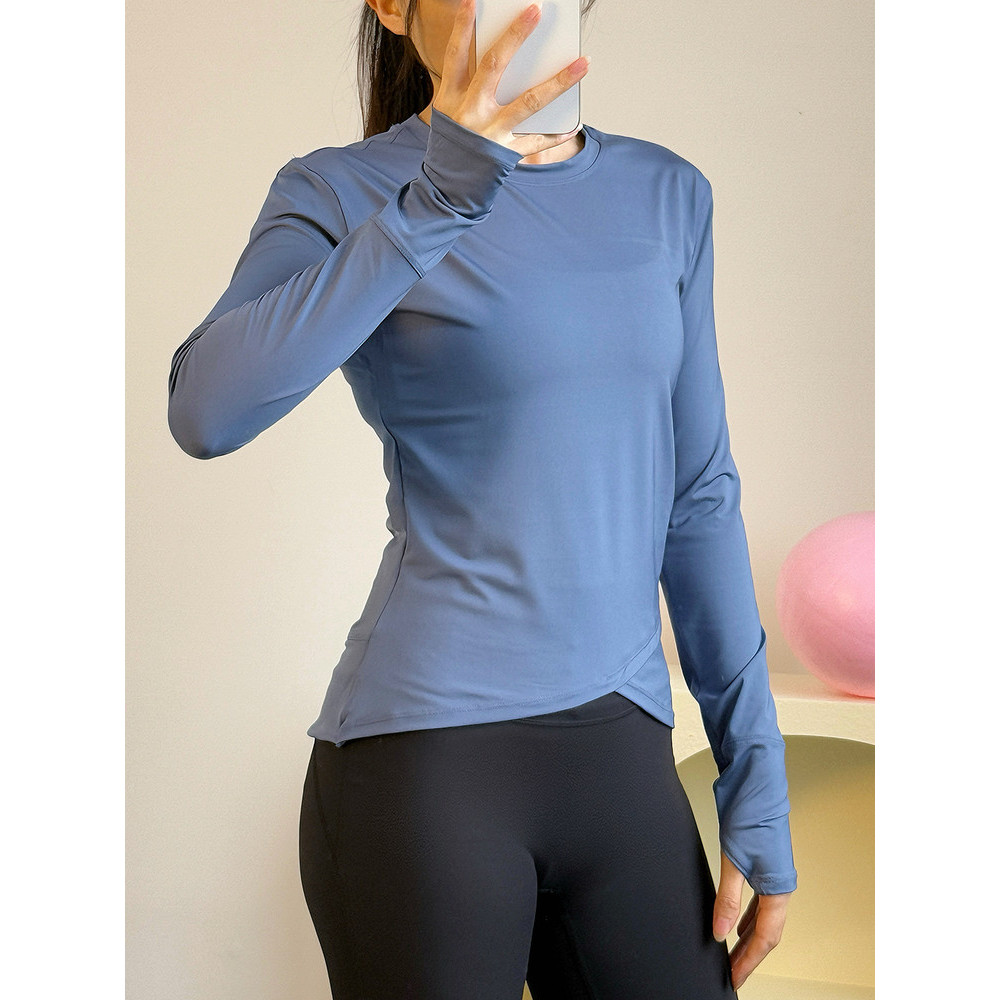 [Oferta Especial] Nova Camiseta Esportiva de Manga Longa para Yoga com Sensação de Pele Nua, Secagem Rápida, para Mulher