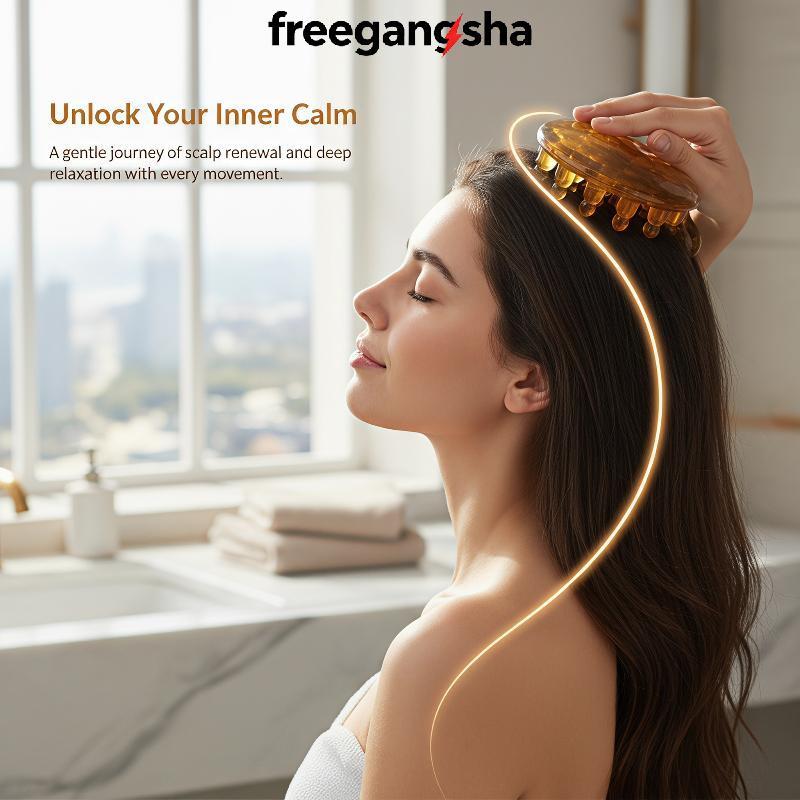 [FRE] Massagem De Couro Cabeludo De Resina Macia E Redonda , À Prova D'água , Durável Para Desembaraçar O Cabelo , Relax