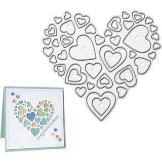 Matrizes de Corte - Moldura de Coração de Metal e Estênceis de Coração Oco para Casamentos - Para Scrapbooking DIY, Deco