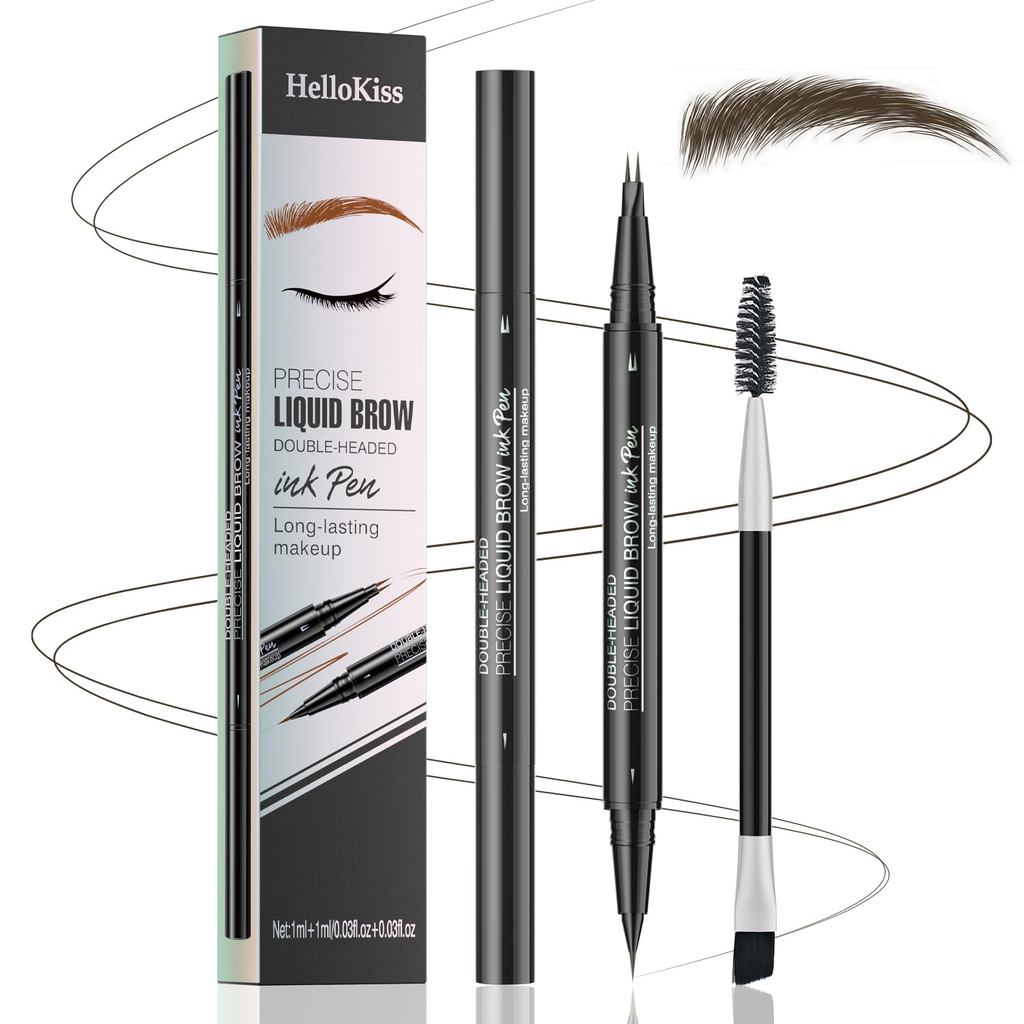 Lápis de Sobrancelha, Caneta para Sobrancelhas com Ponta Dupla 2 em 1, Delineador de Olhos, Lápis de Sobrancelha Efeito