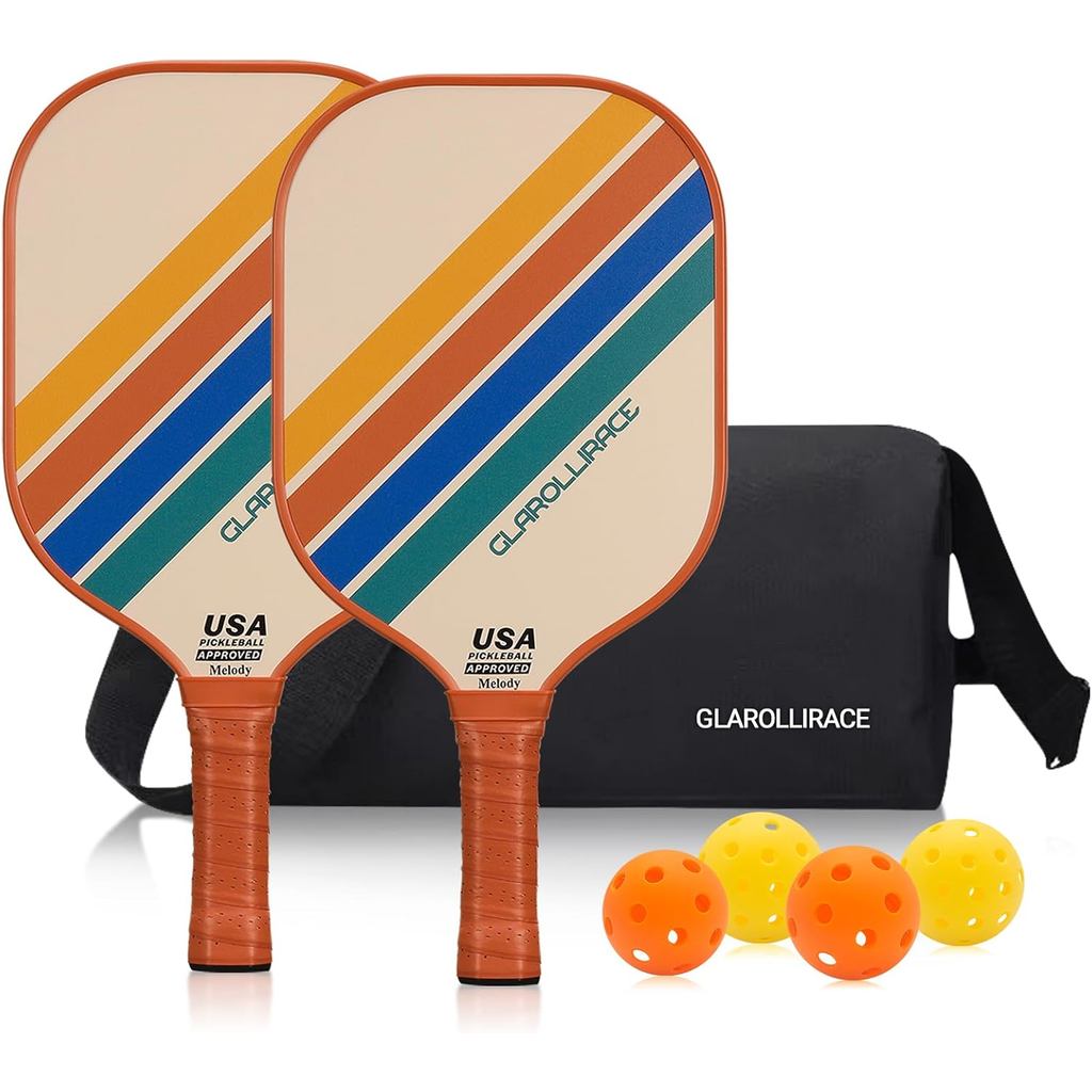 Conjunto de 2 Raquetes de Pickleball |   4 Raquetes de Pickleball, Conjunto de Pickleball Aprovado pela USAPA, Fibra de