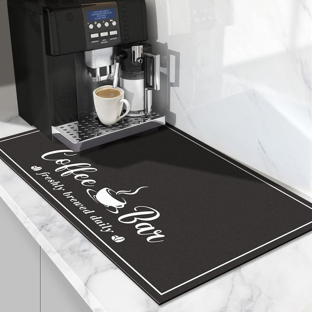CooRug Tapete Absorvente para Café, Tapete Moderno para Secagem de Louça para Balcão de Cozinha, Acessórios para Bar de