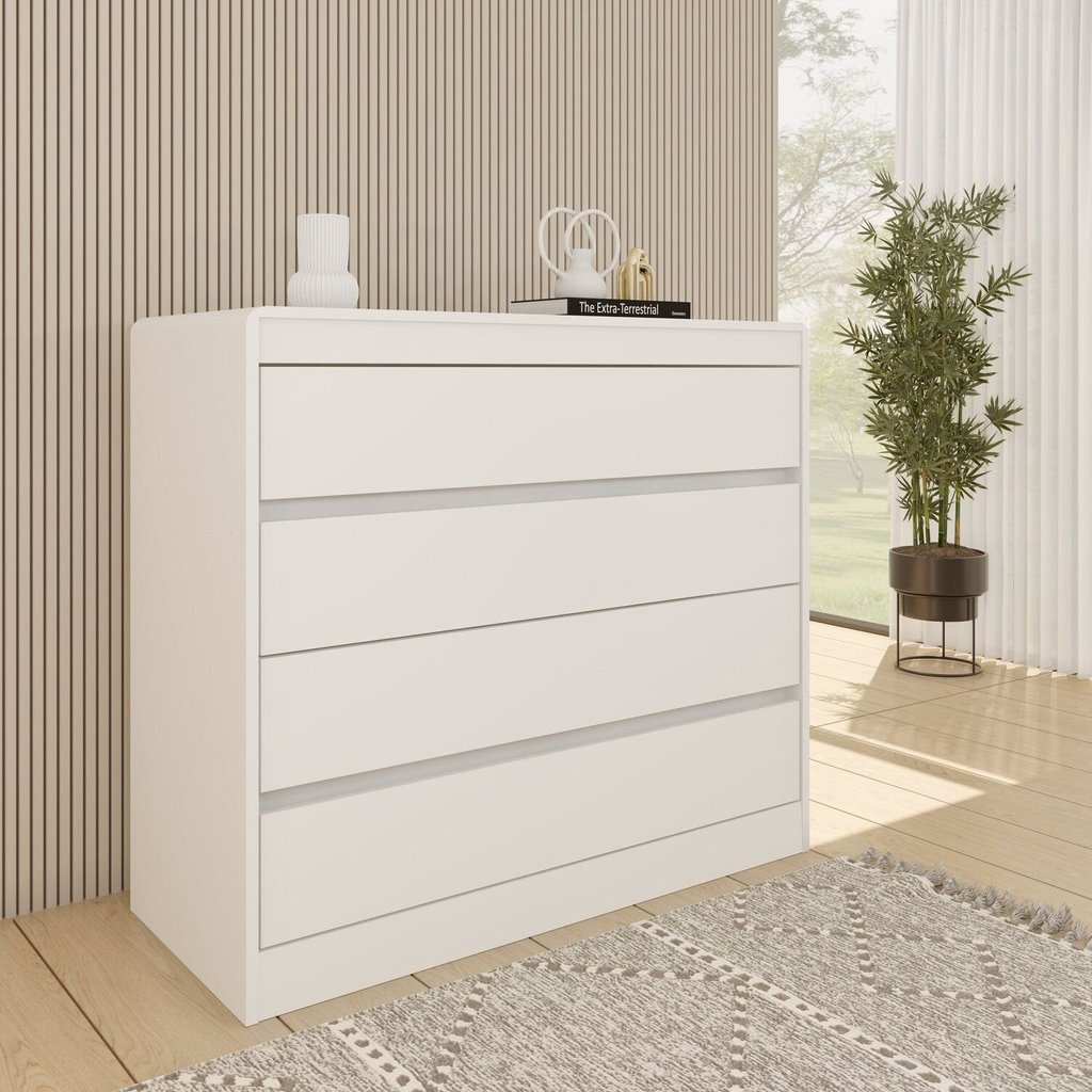Cômoda 4 Gavetas Orgânica Luna 100% MDF 91cm Yescasa Branco/Neve Neve