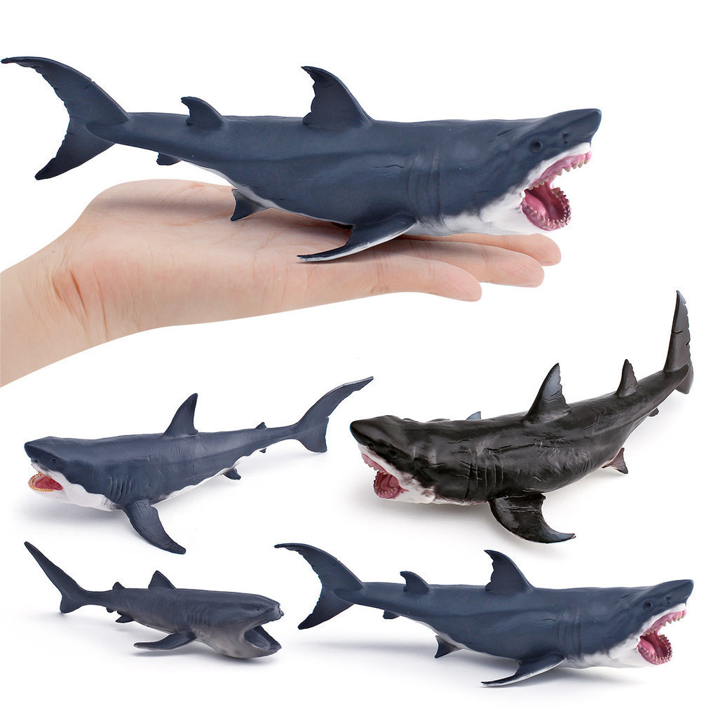 Modelo de Simulação de Tubarão Animal do Oceano Cognitivo Infantil Grande Tubarão Branco Tubarão de Boca Gigante Brinque