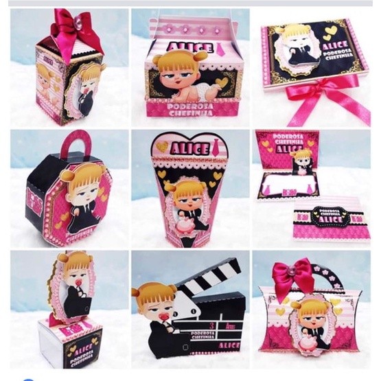 Kit caixinhas 3D lembrancinha personalizada Poderosa Chefinha Aniversario Festa Infantil