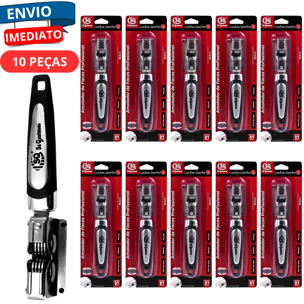 Kit 10 Afiador Amoladores Facas Manual Aco Inox Profissional Facão Tesoura Portátil Multifuncional
