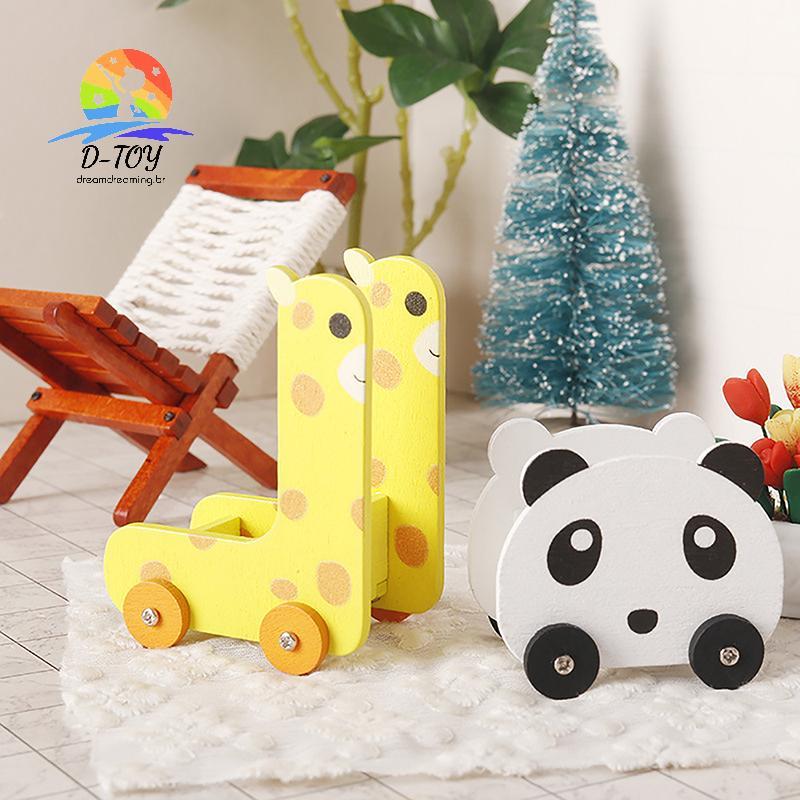 D-Toy 1 : 12 Casa De Bonecas Em Miniatura Panda Carrinho Girafa Armazenamento Ra Modelo Móveis Decoração Brinquedo Bonec