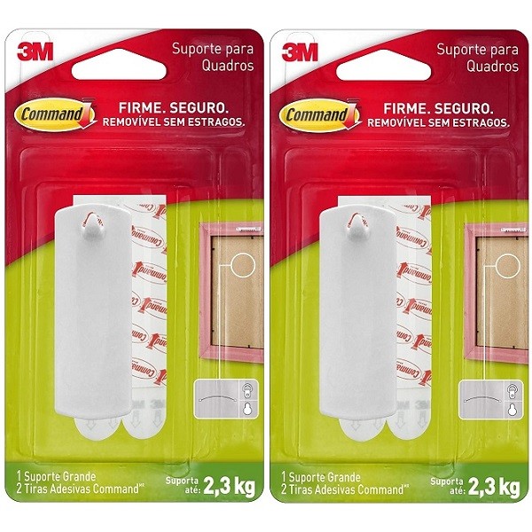Kit com 2 Gancho para Quadros Command Branco Grande ATE 2,3KG 3M