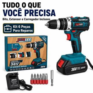 JUMLEE-Conjunto de 6 peças-Parafusadeira e Furadeira À Bateria 36v Sem Fio Bivolt Azul-celeste 50hz/60hz-Ferramentas e h