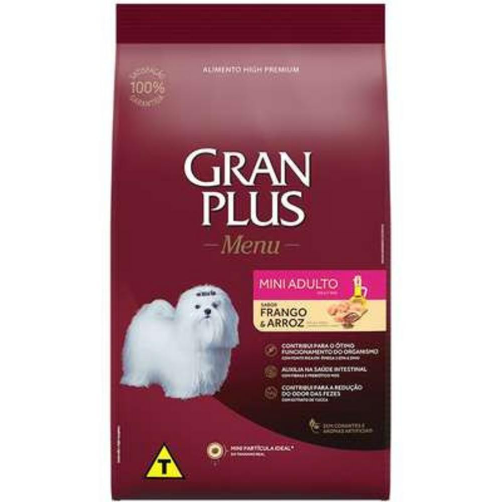 Ração Menu para Cães Adultos Mini Sabor Frango e Arroz 10,1Kg GranPlus