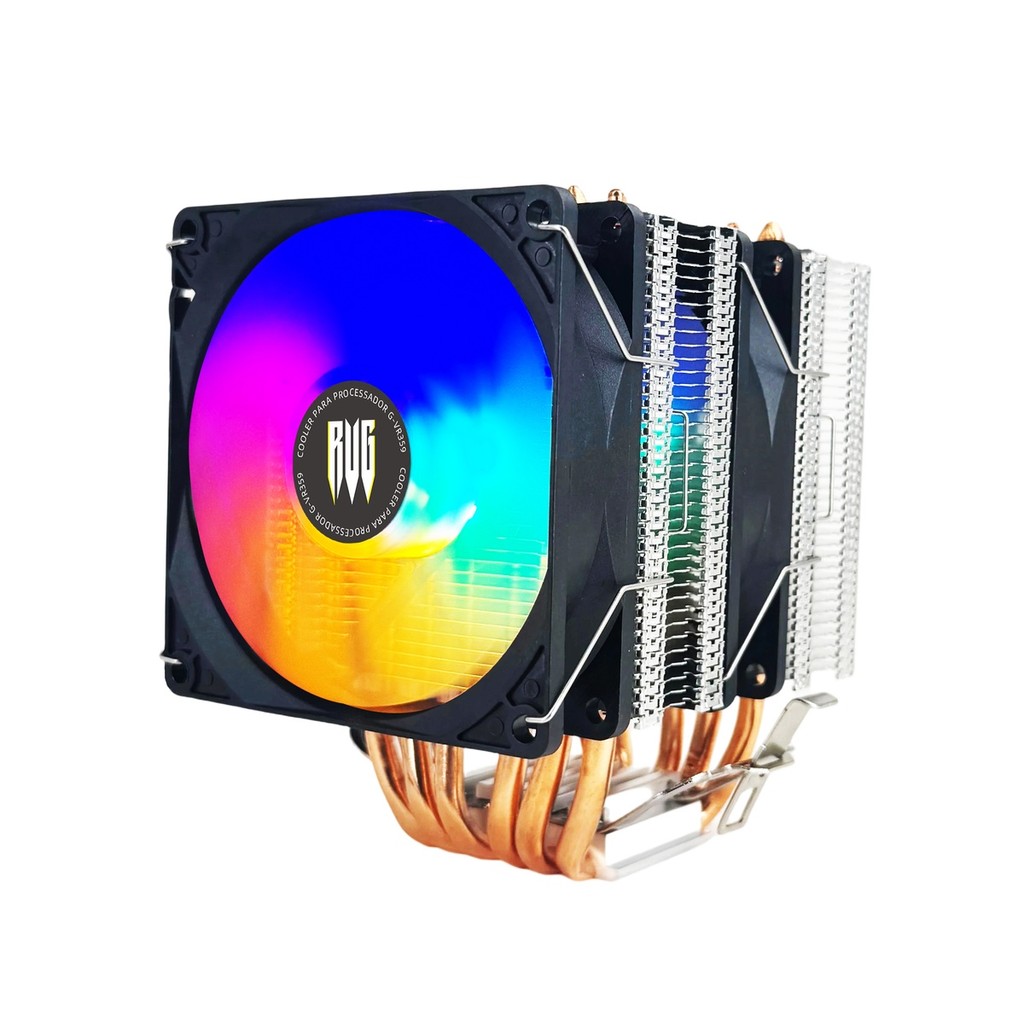 Cooler para Processador Fan Duplo 2100RPM 4 Pinos Intel AMD Rolamento Hidráulico TDP 170W G-VR359