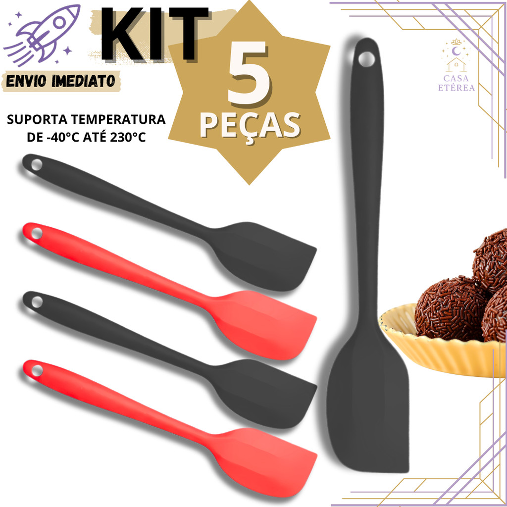 5 Jogo Espátula Pão Duro de Silicone Resistente para Confeitaria Cozinha Restaurante Buffet e Padaria