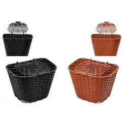 Cesta Cestinha C/Tampa Bicicleta Resistente Reforçada Retrô Vintage Marrom e Preta