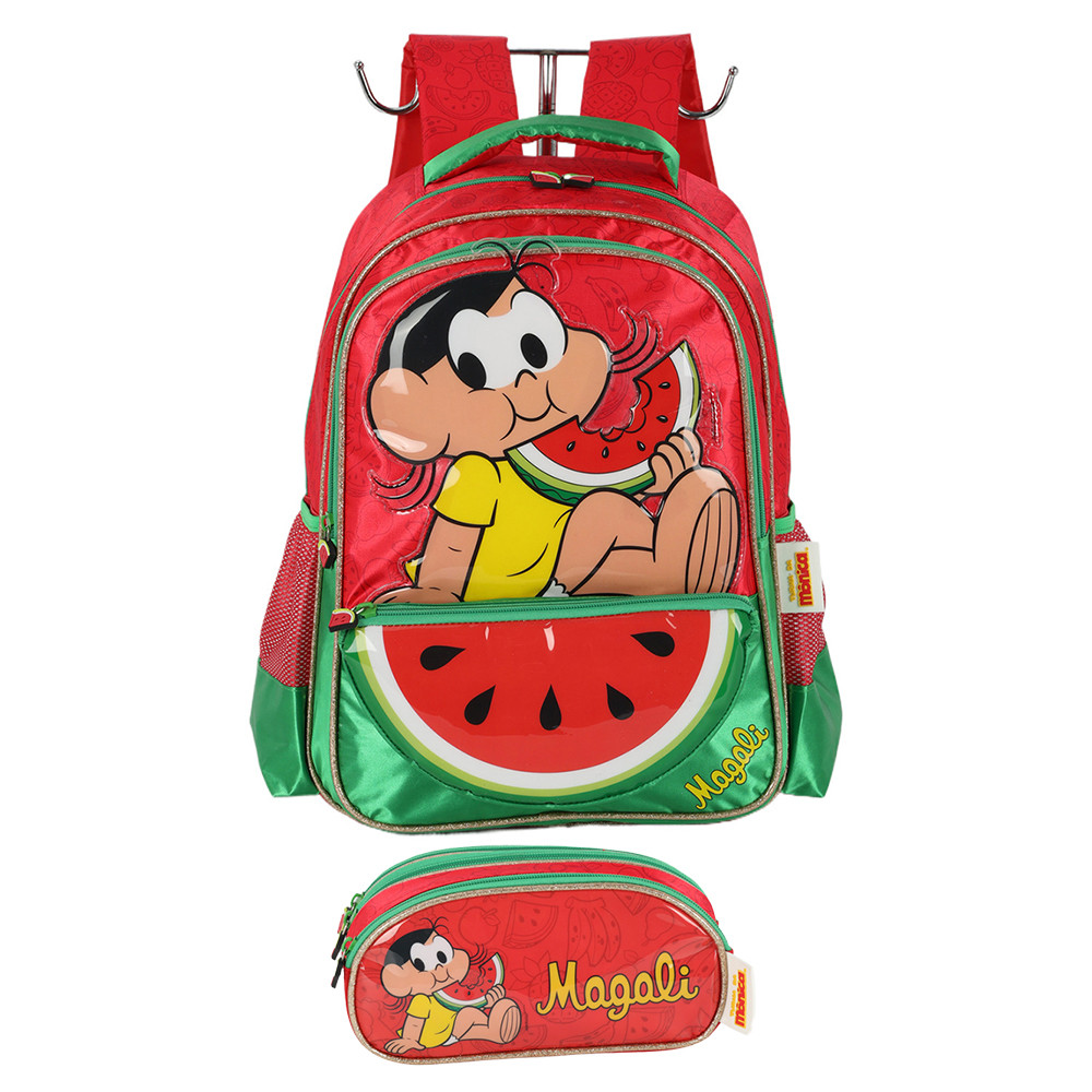 Kit Mochila De Costas Estojo Triplo Mônica Magali Escolar em Oferta na Shopee