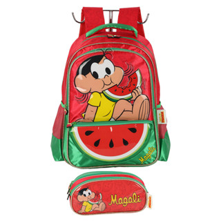 Kit Mochila De Costas Estojo Triplo Mônica Magali Escolar em Oferta na Shopee