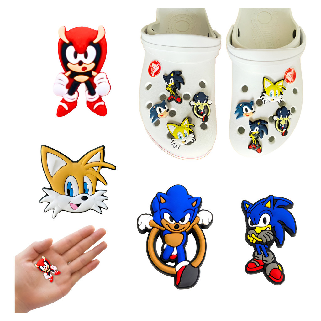 Pìn Jibitiz turma Sonic 6 Penas Varaidas Enfeite Chinelo Babuche Calçado