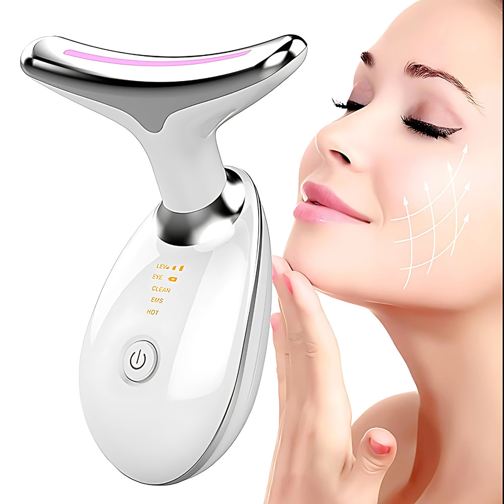 Portátil Beleza Pele Firmeza Pescoço Led Vibração Fóton Levanta A Anti-Rugas Remover Massageador VISTA