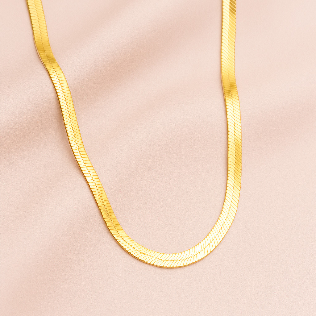 Colar Estilo Fita Dourado Feminino, Corrente Larga Folheado 18k