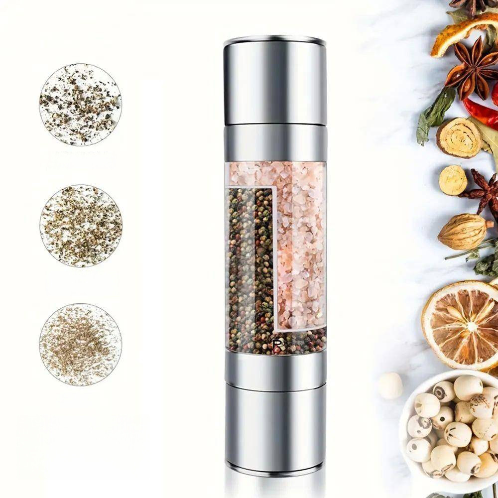 Moedor De Pimenta E Sal Grosso Triturador Manual Duplo 2 Em 1 Gourmet Aço Inox Tempero  Portátil em Oferta na Shopee