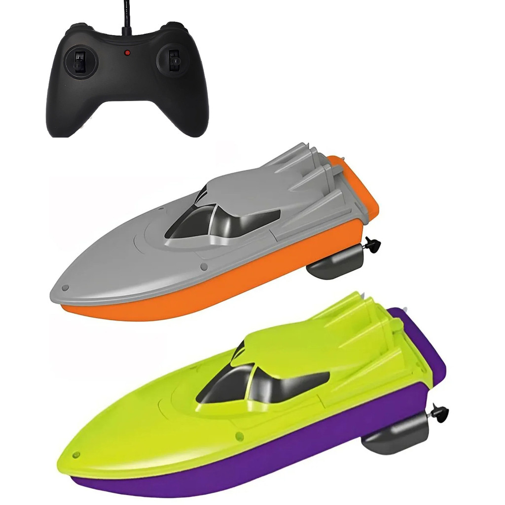 Kit 02 Lancha Barco Controle Remoto Total Racing 25cm Pilha Brinquedos