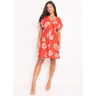 Vestido Curto Malha Fria Flores Colorido Quintess em Oferta na Shopee