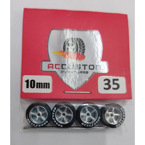Rodas com pneu de borracha Para Customização de Hot Wheels Matchbox e Miniaturas 1/64  Ac Custon  10 mm modelo 35