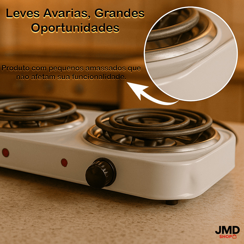 Fogão Elétrico 2 Bocas 2000W com Pequenas Avarias Estéticas 110V ou 220V em Oferta na Shopee