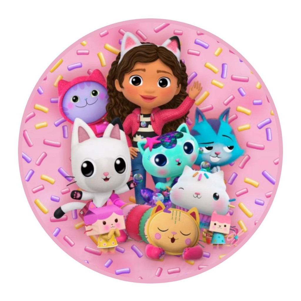 Capa Para Painel Sublimada Festa Aniversário C4s4 M4g1c4 d4 G4bby Redonda Tema Infantil Meninas 50x50cm