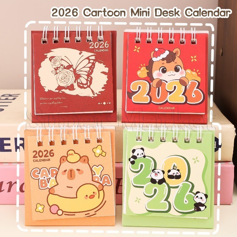 [Feliz Ano Novo] Mini Calendário De Mesa De 2026 Anos-Livro De Com Tema De Desenho Animado-Papelaria Escolar De Escritór