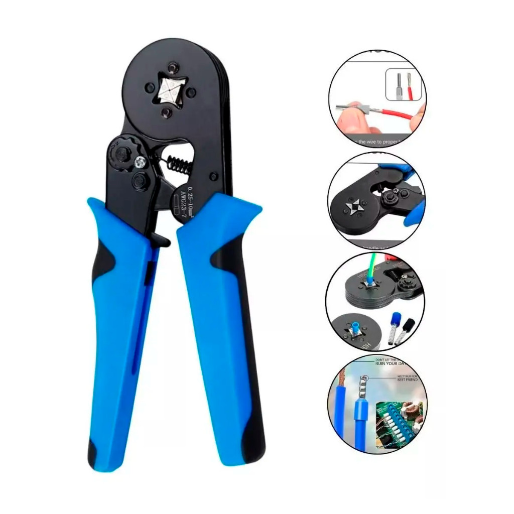 Alicate de Crimpar Profissional – 0,25 a 10mm², AWG 7-22, Ergonômico