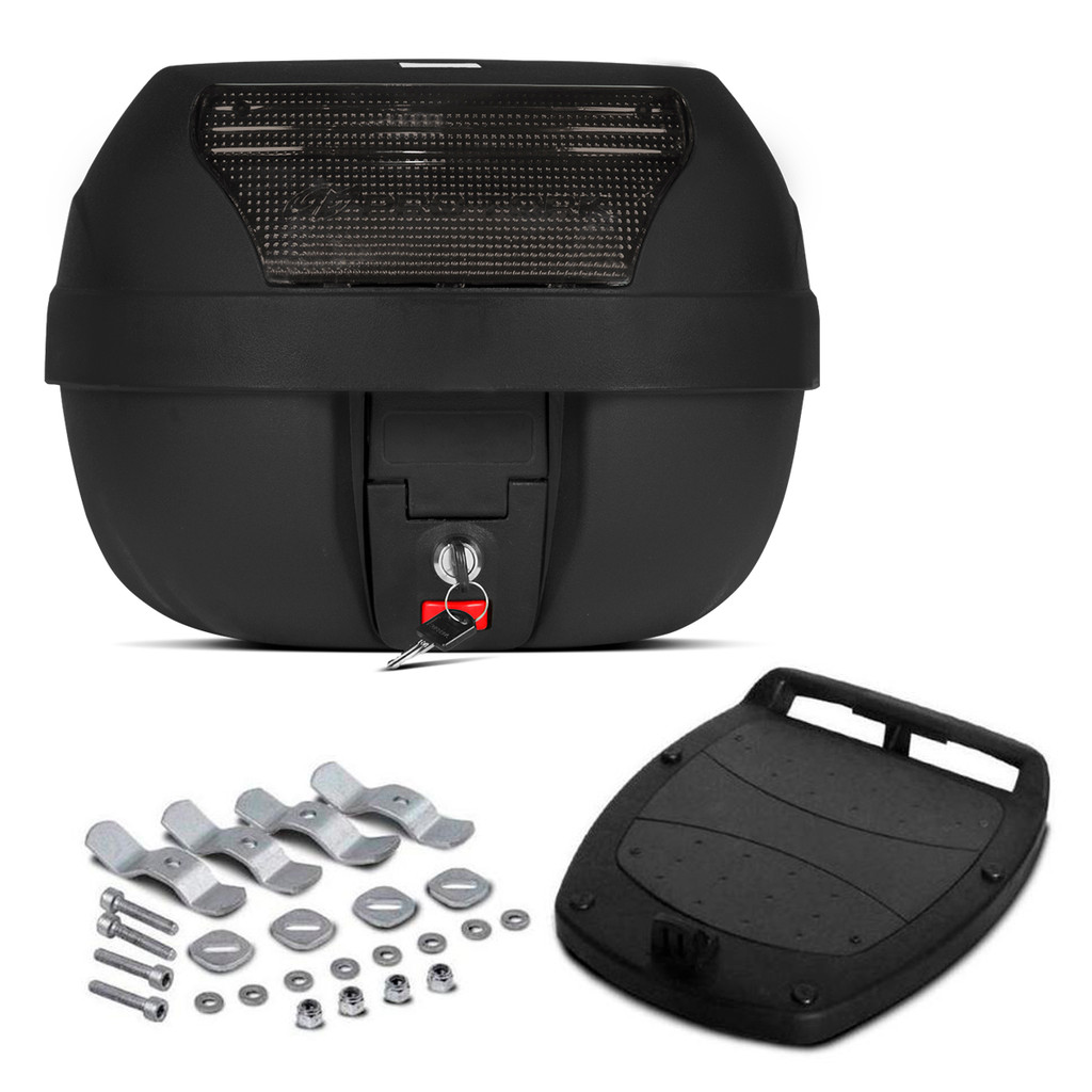 Baú Bauleto Para Motocicleta 28 Litros Modelo Smart Box Automotivo Trava De Segurança Preto com Lente Fumê- Pro Tork em Oferta na Shopee