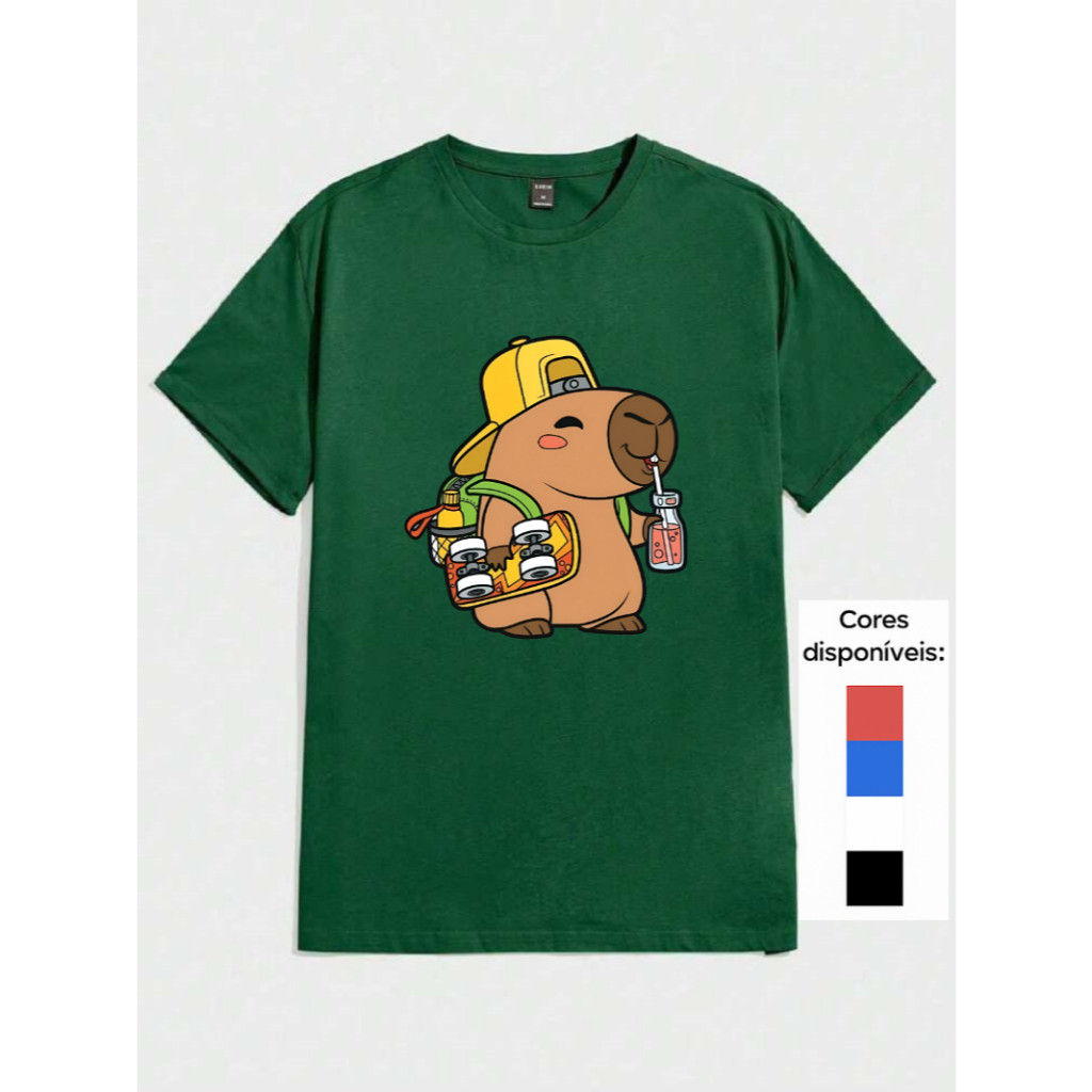 Camiseta Infantil Capivara Branca Estilosa Camiseta Masculina Infantil Camiseta Juvenil Menino Camisa   Black Friday
