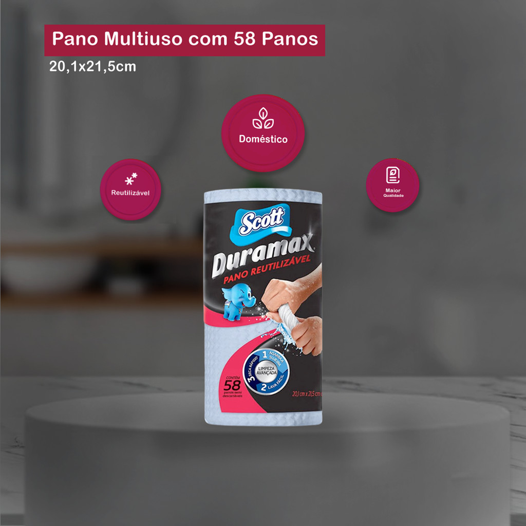 Kit com 3 Panos Duramax Scott Azul - Multiuso Reutilizável · foto 2