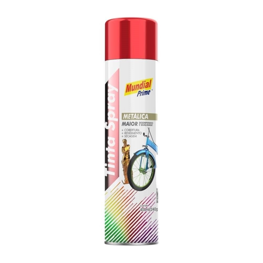 Tinta Spray Mundial Prime Metálica Vermelho 400ml