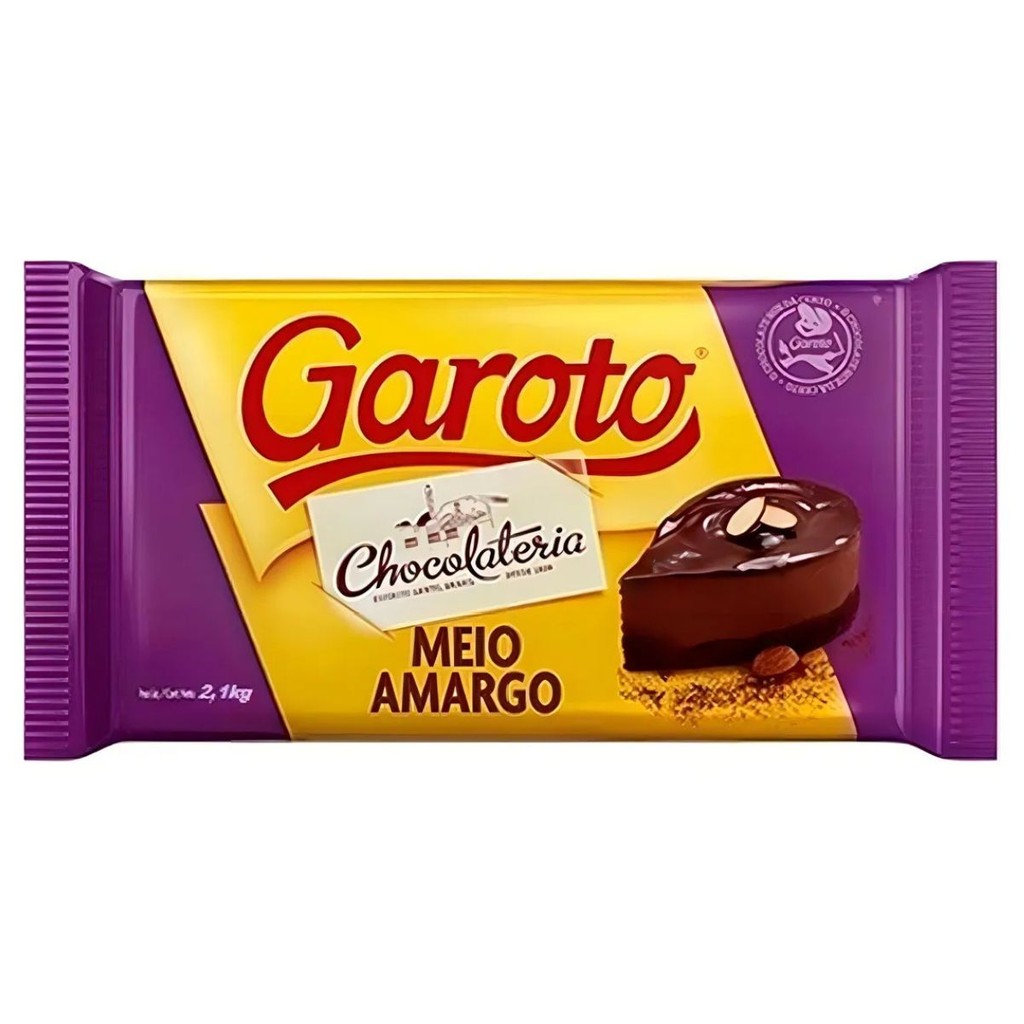 Chocolate Cobertura Meio Amargo em Barra Garoto 2,1Kg em Oferta na Shopee