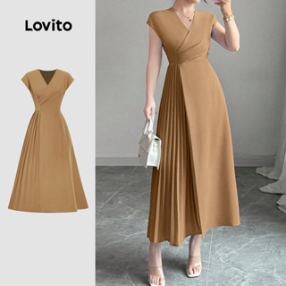 Lovito Vestido Casual Assimétrico de Primavera/verão em Caqui para Mulheres L150ED193 em Oferta na Shopee